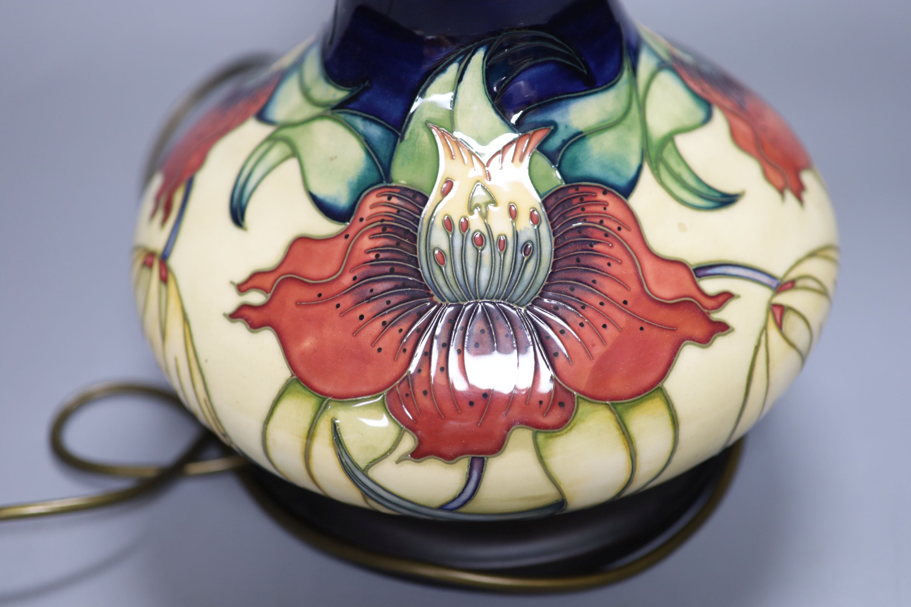 A Moorcroft table lamp, height 22cm excl. fittings